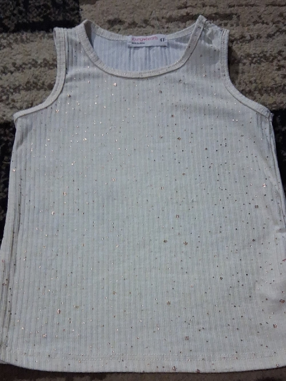 Gymboree White Metallic Sparkle Ribbed Tank Top - Kids